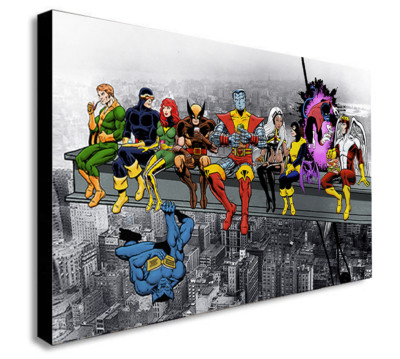 Superheld X MEN Mittagessen auf einem Wolkenkratzer - gerahmtes Wandbild auf Leinwand - verschiedene Größen