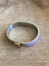 Rustic Cuff Bracelet Hinged Lavender Silver Tone C118-16