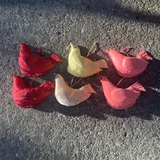 Vintage Homemade Stuffed Dove Fabric Ornaments Lot 6 Doves