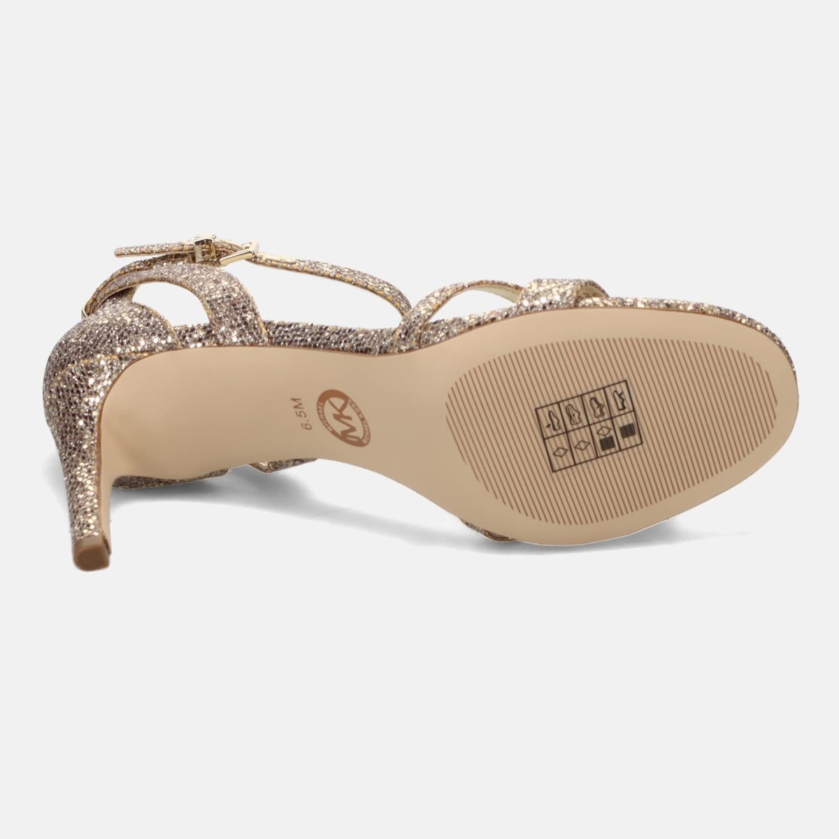 Michael Kors Women's Kimberly Sandal Glitter Mesh Gold Sand, 10 M