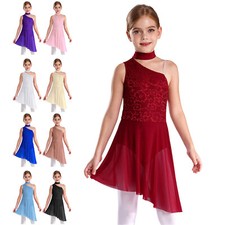 Kids Girls Leotard Tutu Dress Jazz Dresses Tango Rompers Competition Costume
