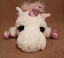 Russ Berrie Lil Peepers Unicorn 7" White Plush Pink Glitter Fur Stuffed Animal