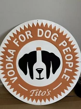 Titos Handmade Vodka 17.5 inch Round Metal Tin BAR Sign Austin Texas Craft Vodka