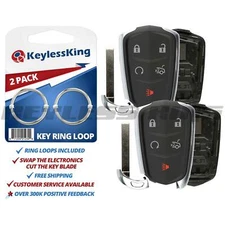 2x New Key Fob Shell Pad Case for Cadillac ATS CT6 CTS SRX XT5 XTS Entry Remote