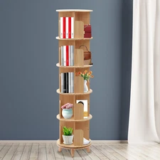 5 Tier 360?? Rotating Bookshelf Bookcase Storage Shelf Freestanding Display Rack