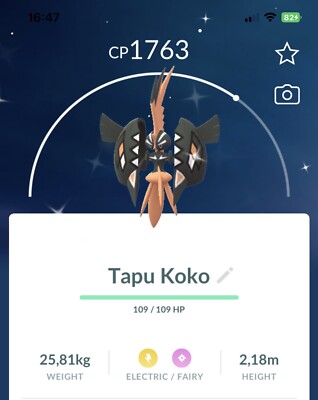 Shiny Tapu Koko Pokemon Gen7 Go same/30 Day Pokémon Ultra league Alola  Legendary