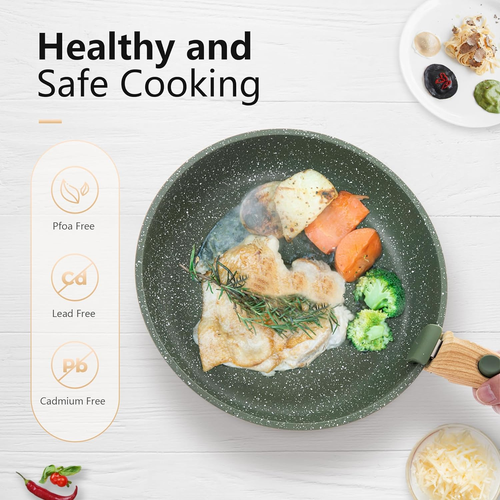 10-teiliges Töpfe und Pfannen Set Antihaftbeschichtet, Antihaft Küche Kochgeschirr Sets Abnehmbar Ha - Bild 6 von 9