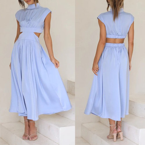 Lange Frauen Kleider Maximal Ärmellosen Ohne Rücken Süßes Elegantes ≌ - Picture 6 of 25