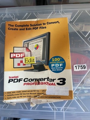 Scansoft/Nuance PDF Converter Professional 3 in Box with Key - REF 1759