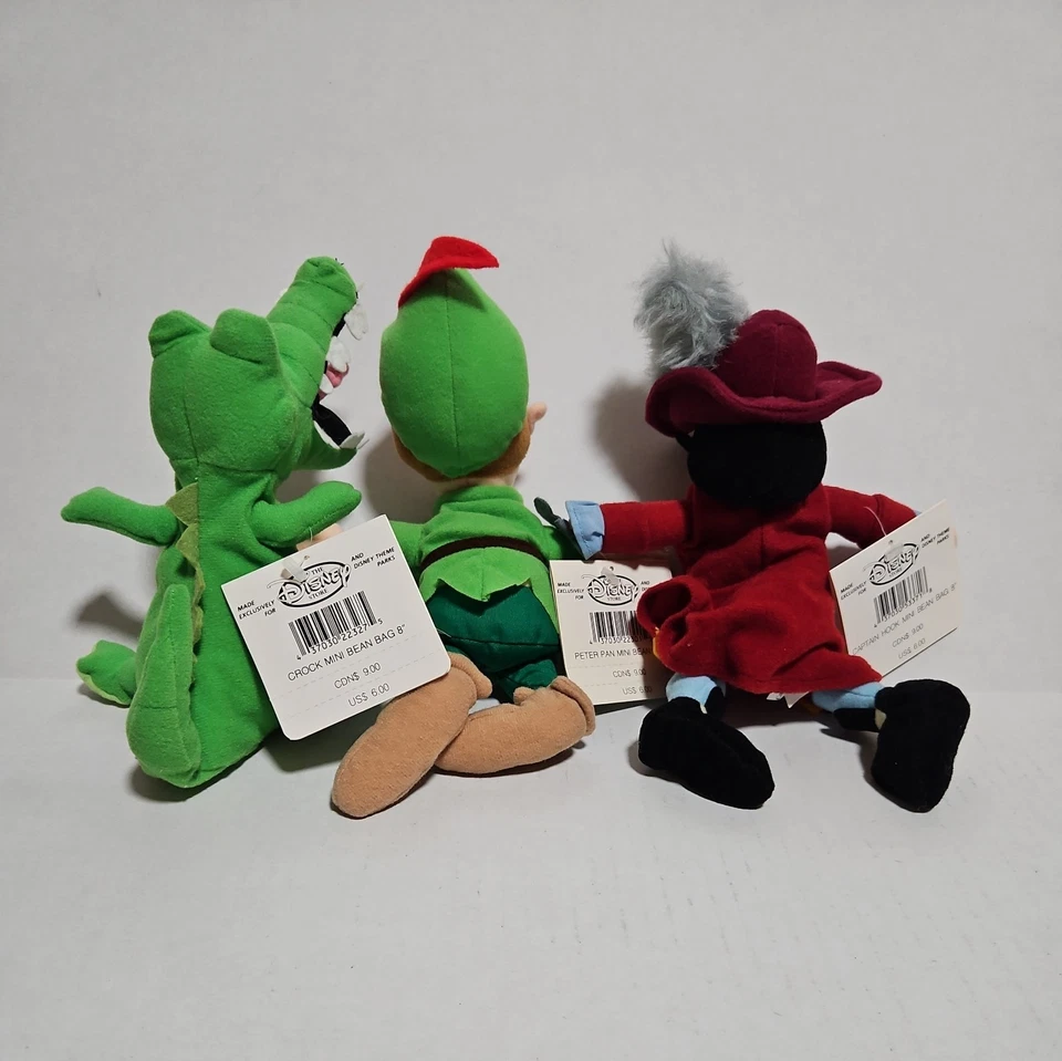 Vintage Lot of 3 Disney Peter Pan/ Captain Hook/ Crock Beanie Plush About 8" - Image 4 of 4
