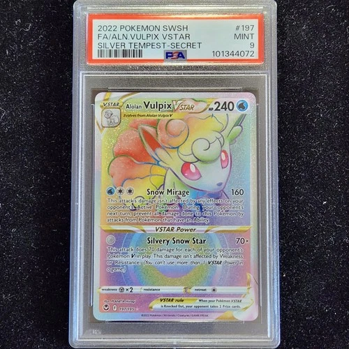 2022 Pokemon Silver Tempest Alolan Vulpix Vstar Secret Rare 197/195 | PSA 9 Mint