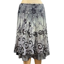 Whimsigoth Sheer Burnout Dark Floral Skirt Tiered Layered Midi Grunge Coquette S