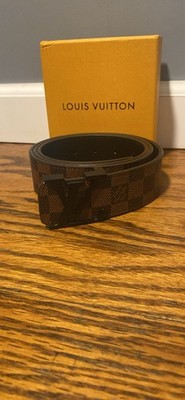 Louis Vuitton Men's Dress Belt Brown Check LV Buckle Adjustable Logo