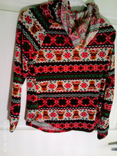 No Boundaries Plush Christmas Pullover Hoodie, Women's medium