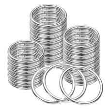 100Pcs Metal O Rings, 1.3" Round Ring Buckles Welded Metal Rings, Silver Tone