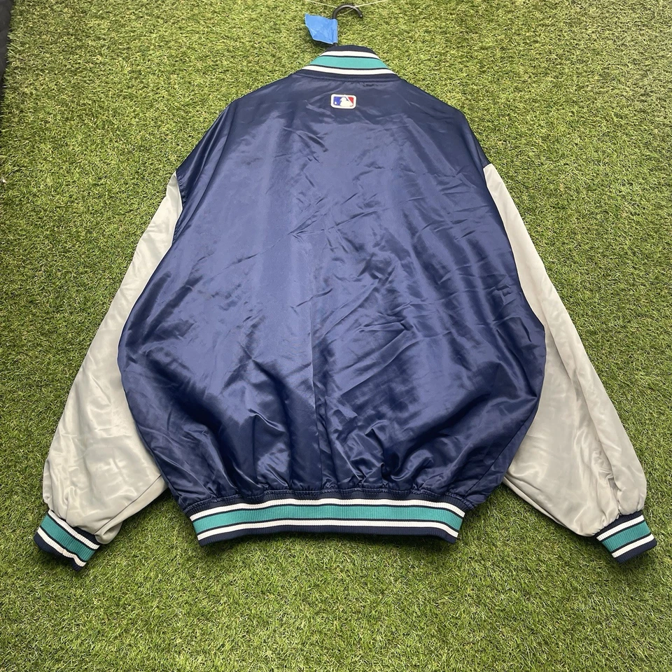 Vintage Seattle Mariners Starter Jacket Mens 3XL Diamond Collection Satin Snap - Image 2 of 4