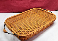 Rectangular Woven Basket with Handles 17 x 10 x 2.5 Holidays / Bread  Rolls