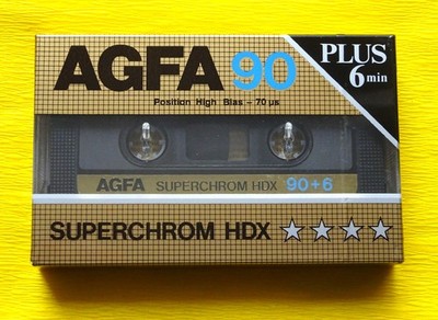 1x AGFA SUPERCHROM HDX 90 plus 6 Cassette Tape 1985-1986 + OVP + SEALED +