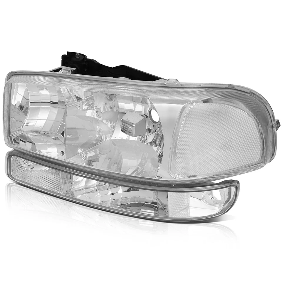 Headlights Assembly Left+Right Fits GMC Sierra 1500 2500 3500 HD Yukon XL Chrome Foto 4 de 4