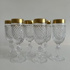 6x Champagner Sektglas Klokotschnik Bleikristall Glas Goldrand 14,5cm