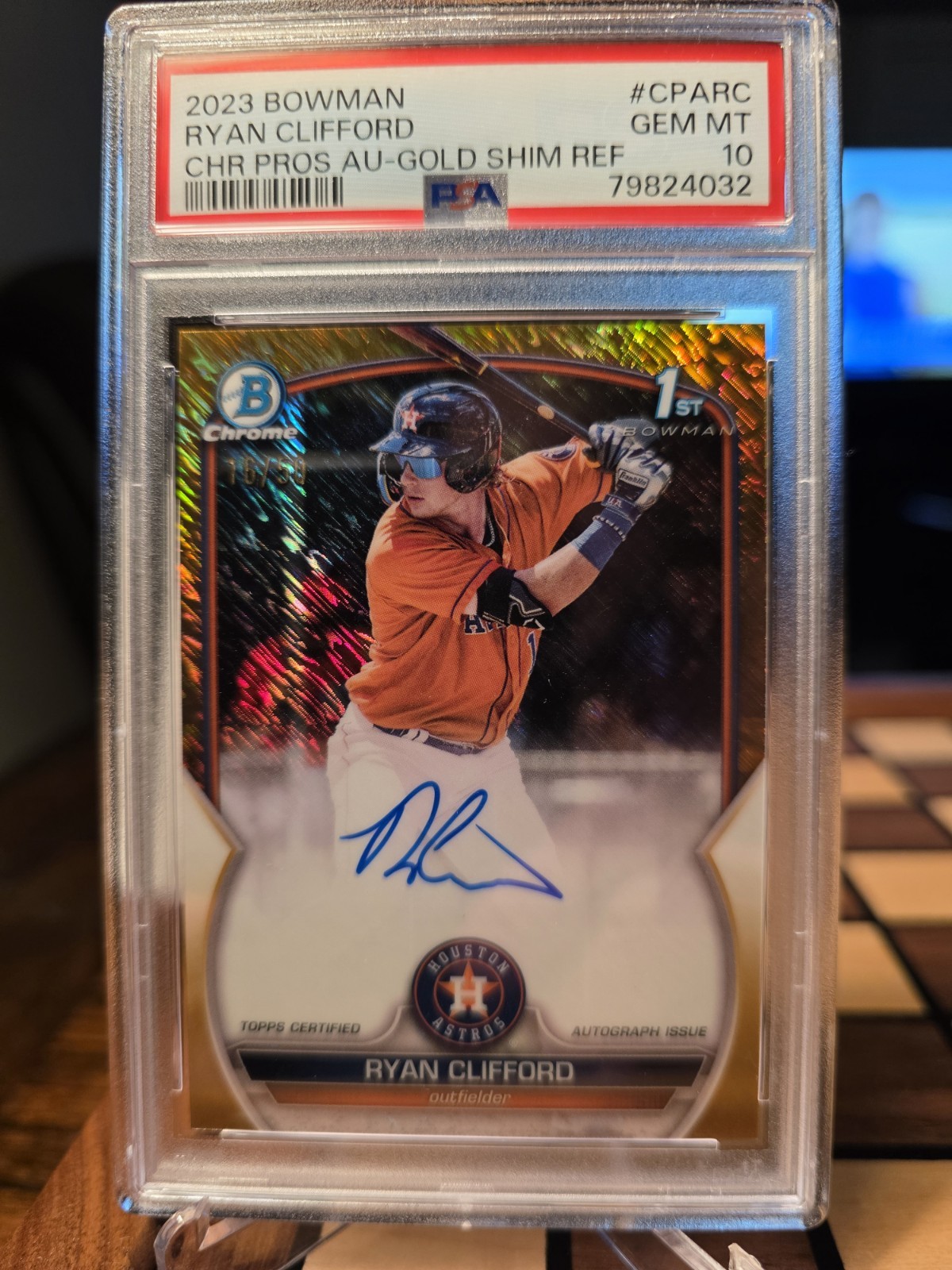 2023 Bowman Chrome Ryan Clifford GOLD SHIMMER AUTO /50 #CPARC Mets PSA 10 1st
