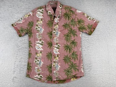 Rustic Souls Shirt Men Small Red Pineapple Surf Guitar #8 Hawaiian Inside Out