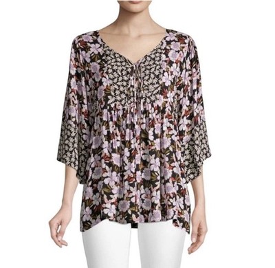 Johnny Was Jade Peasant Top Floral Boho Flowy Tunic Ameesha Sz S Hippie Festival