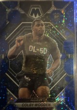 2023 Panini Mosaic Rookies Colby Wooden #303 Blue Sparkle Prizm /96 (RC) Colts