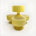 Vtg Federal Glass Set Of 4 Yellow Dessert Cups Ice Cream Bowls Retro