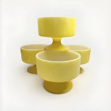 Vtg Federal Glass Set Of 4 Yellow Dessert Cups Ice Cream Bowls Retro