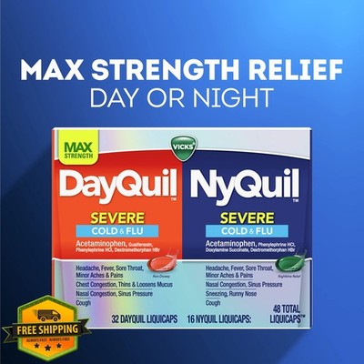 Vicks DayQuil NyQuil Severe Cold Flu Congestion Medicine 24 Count