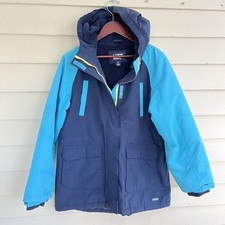 LANDS END Kids Squall Waterproof Insulated Winter Parka, Navy/Teal- Size L 14 