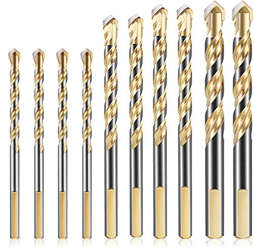 Forets de maçonnerie KAHEIGN en acier et carbure 6 8 10 12mm pour perceuse, 10 pièces