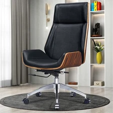Palisander Real Leather Office Chair Executive Office Task Computer Chair Black