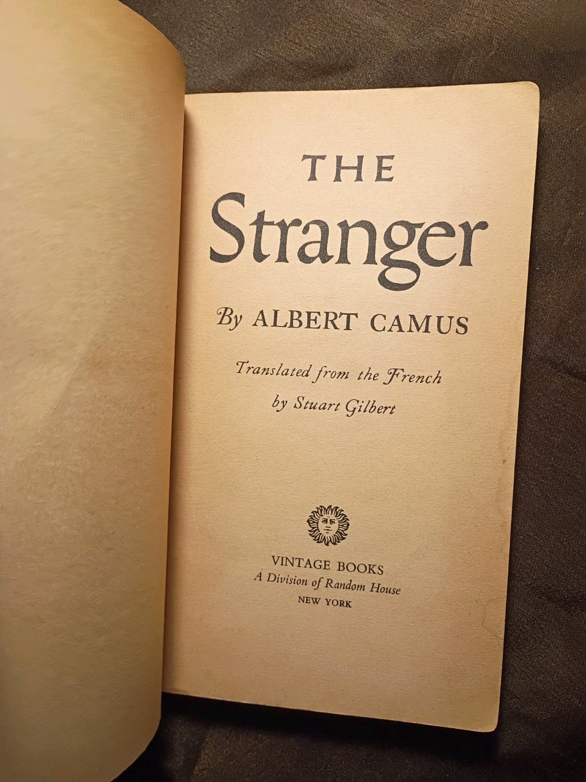 The Stranger A Novel by Albert Camus 1946 Vintage Books 1st Edition 