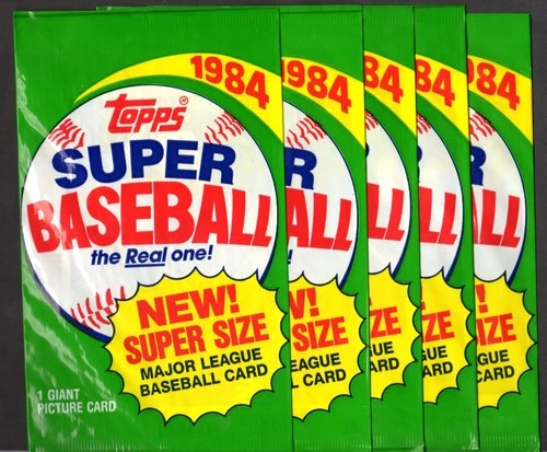 1984 TOPPS SUPER BASEBALL Unopened Group of 5 factory sealed (1 ct)  wax packs