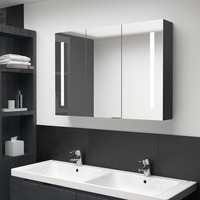 Led-Spiegelschrank FüRs Bad 89X14X62 Cm GläNzend Schwarz