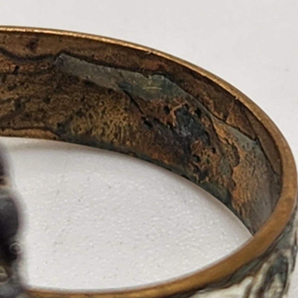 Anillo camafeo concha de abulón para mujer 7,75 tono plata marcasita halo ovalado floral Foto 3 de 4