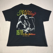 Bob Marley 1978 Kaya World Tour T-Shirt XL Black Zion Cotton Graphic Tee