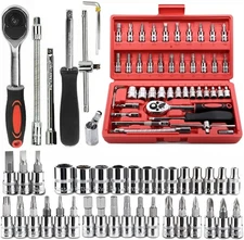 1/4 inch Drive Ratchet Wrench Socket Set Metric Kit For Household Tool with Case
