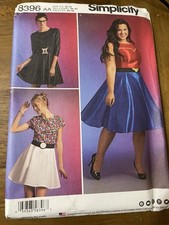 Simplicity Pattern 8396 Ms COSPLAY Skater Dresses w/Belt  Theme Costume 10-18