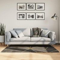 Teppich Waschbar Schwarz Und Golden 80X150 Cm
