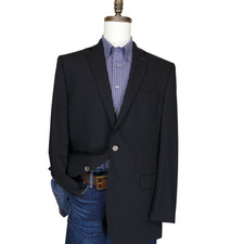 Calvin Clein Sport Coat Blazer Mens 42L Navy Blue Two Metal Button Wool