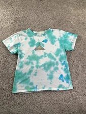 Life Is Good Shirt Womens M Blue White Tie Dye Camping All Together Now FLAW