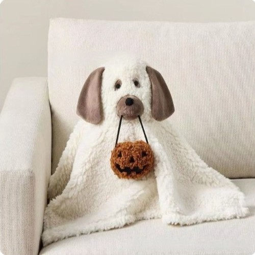 PP Cotton Ghost Dog Pillow White Bat Throw Pillow Halloween Plush Toy Home
