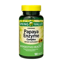 Spring Valley Chewable Papaya Enzyme Complex Tablets, 180 Count..+