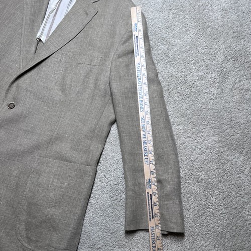 Tallia Linen Silk Blazer Jacket Mens Size 44R Tan Double Vented RIBA Sport Coat - Picture 12 of 15