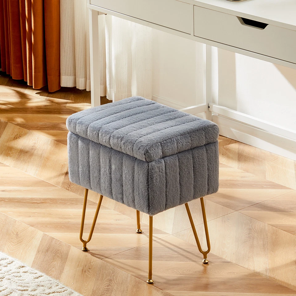 梳妆凳椅奥斯曼带储物软垫脚凳防滑脚    — 第 2/4 张图片