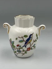 Aynsley Miniature England Pembroke Floral w/Blue Bird Handled Urn Vase
