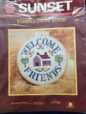 Sunset "Welcome Friends" Stamped Cross Stitch Kit Size 12"